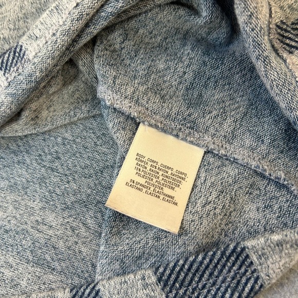 Anthropologie Gray Navy Blue Plaid Sweater Preppy Casual Crew Neck‎ Womens XL - Picture 9 of 13